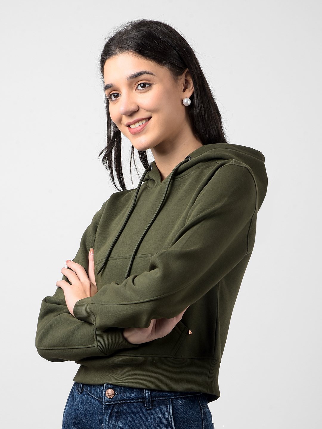 Numero Uno Women Solid Green Sweat Shirt